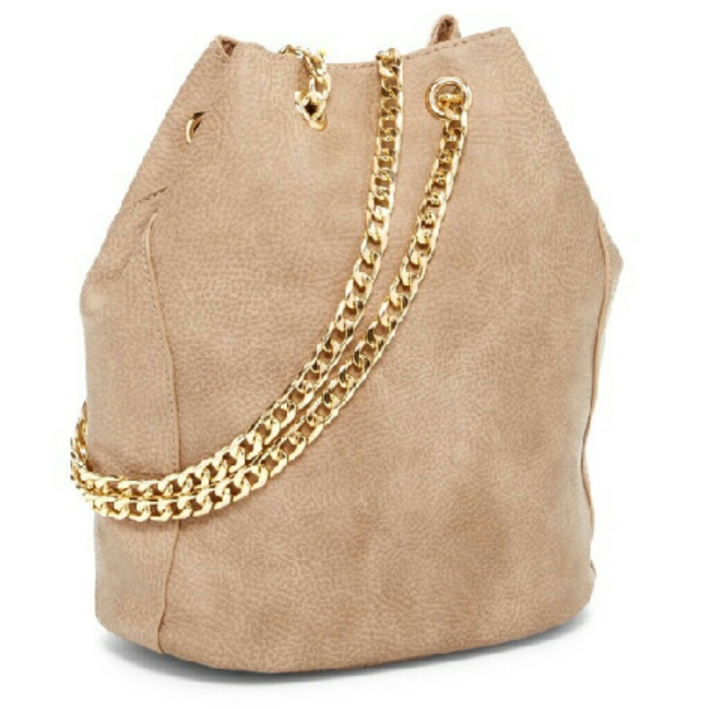 Maisie Bucket Crossbody Drawstring Purse; Taupe - Picture 2 of 7